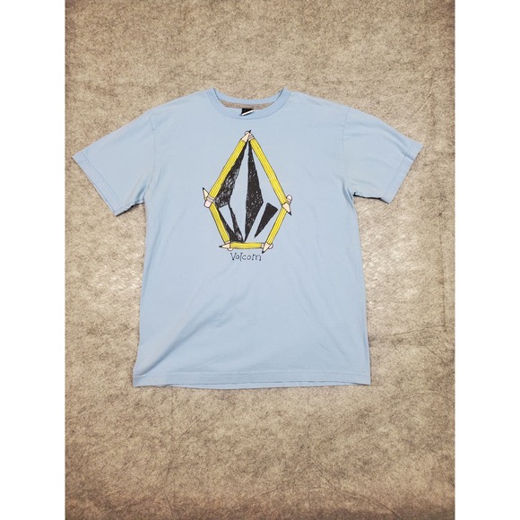 Volcom Boys XL Light Blue T-Shirt Short Sleeve Logo Skate School - Picture 1 of 9